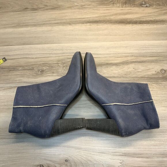 Ecco Shape 75 Ankle Bootie EU 38 US 7 Marine Blue Nubuck Leather High Heel - Picture 2 of 13